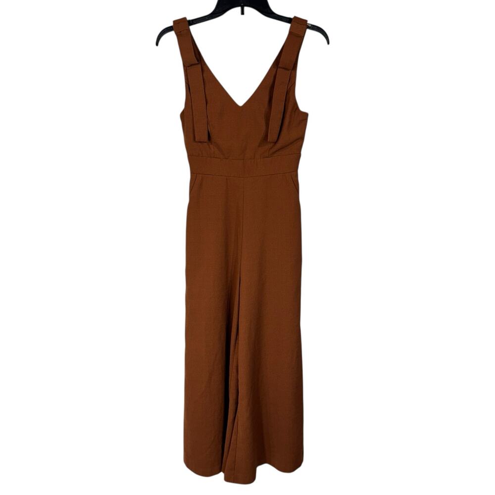 Altar’d State Small Cropped Wide Leg Flared Jumpsuit Empire Waist V-Neck Pockets